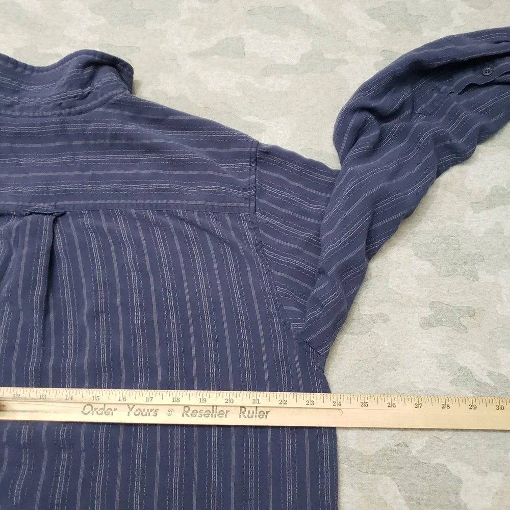 The North Face Shirt Mens XL Blue Long Sleeve Button Up Striped Outdoors Travel